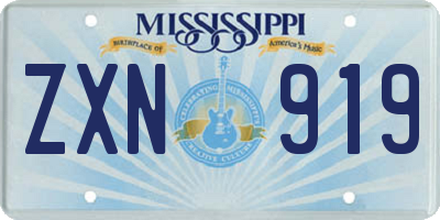 MS license plate ZXN919