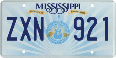 MS license plate ZXN921
