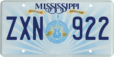 MS license plate ZXN922
