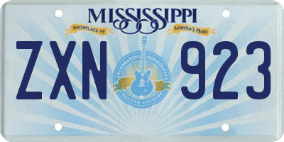 MS license plate ZXN923