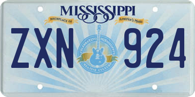 MS license plate ZXN924