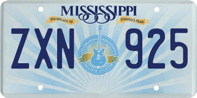 MS license plate ZXN925