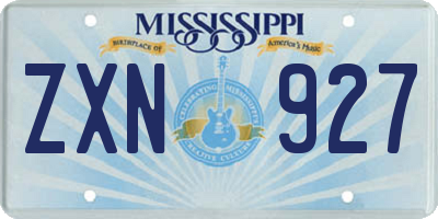 MS license plate ZXN927