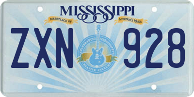 MS license plate ZXN928