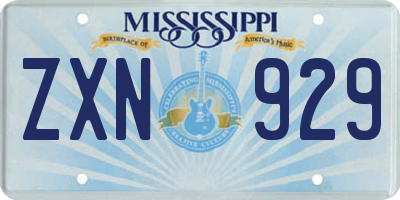 MS license plate ZXN929
