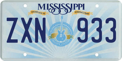 MS license plate ZXN933