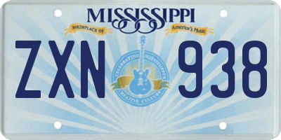 MS license plate ZXN938