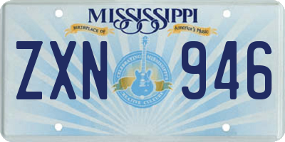 MS license plate ZXN946
