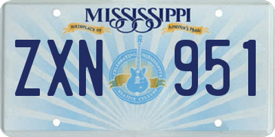 MS license plate ZXN951