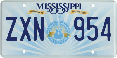 MS license plate ZXN954