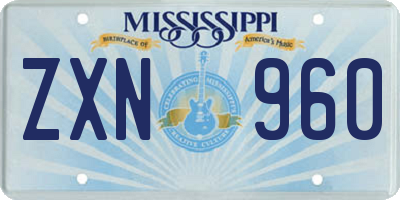MS license plate ZXN960