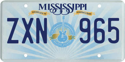 MS license plate ZXN965