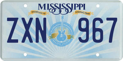 MS license plate ZXN967