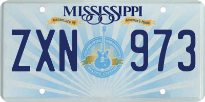MS license plate ZXN973