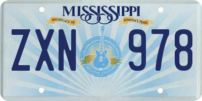 MS license plate ZXN978