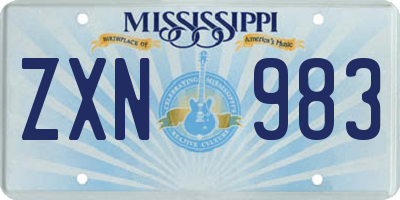 MS license plate ZXN983