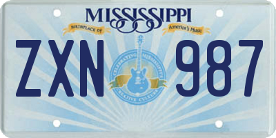 MS license plate ZXN987