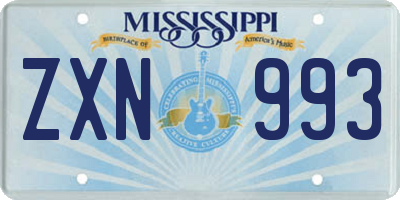 MS license plate ZXN993