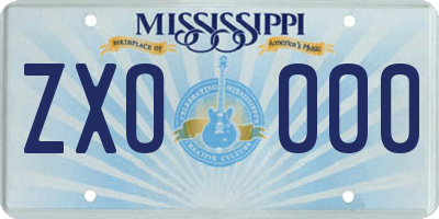 MS license plate ZXO000