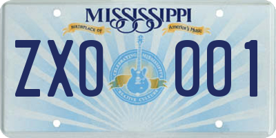 MS license plate ZXO001