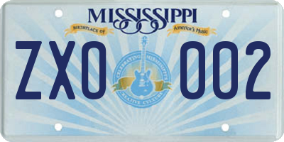 MS license plate ZXO002