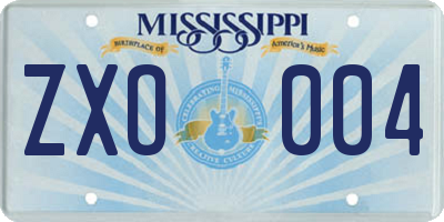 MS license plate ZXO004