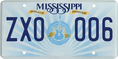 MS license plate ZXO006