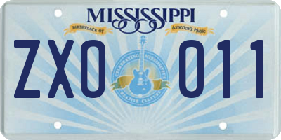 MS license plate ZXO011