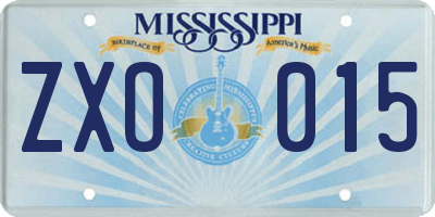 MS license plate ZXO015