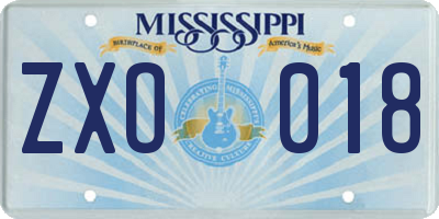 MS license plate ZXO018