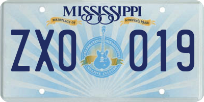 MS license plate ZXO019