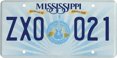 MS license plate ZXO021