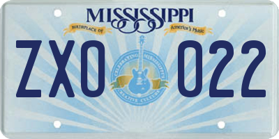 MS license plate ZXO022