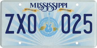 MS license plate ZXO025