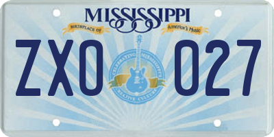 MS license plate ZXO027