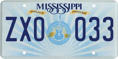 MS license plate ZXO033