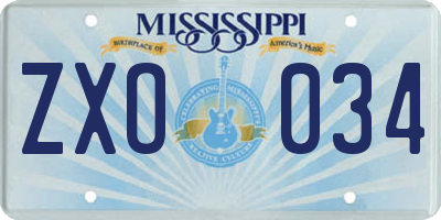 MS license plate ZXO034