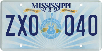 MS license plate ZXO040