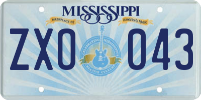 MS license plate ZXO043
