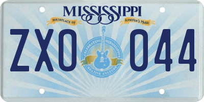 MS license plate ZXO044