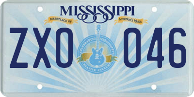 MS license plate ZXO046
