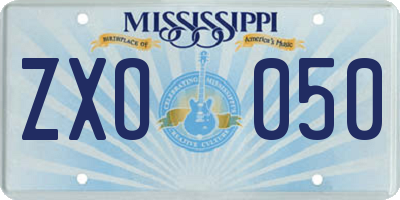 MS license plate ZXO050