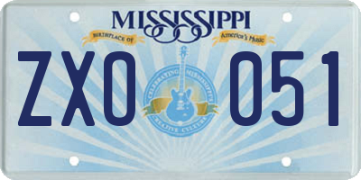 MS license plate ZXO051