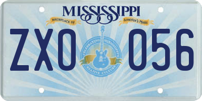 MS license plate ZXO056