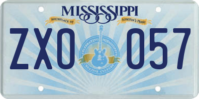 MS license plate ZXO057