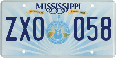 MS license plate ZXO058