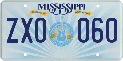 MS license plate ZXO060