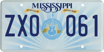 MS license plate ZXO061