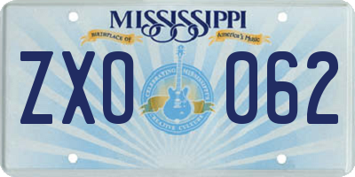 MS license plate ZXO062