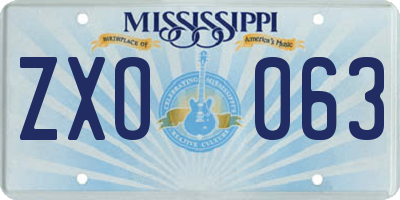 MS license plate ZXO063